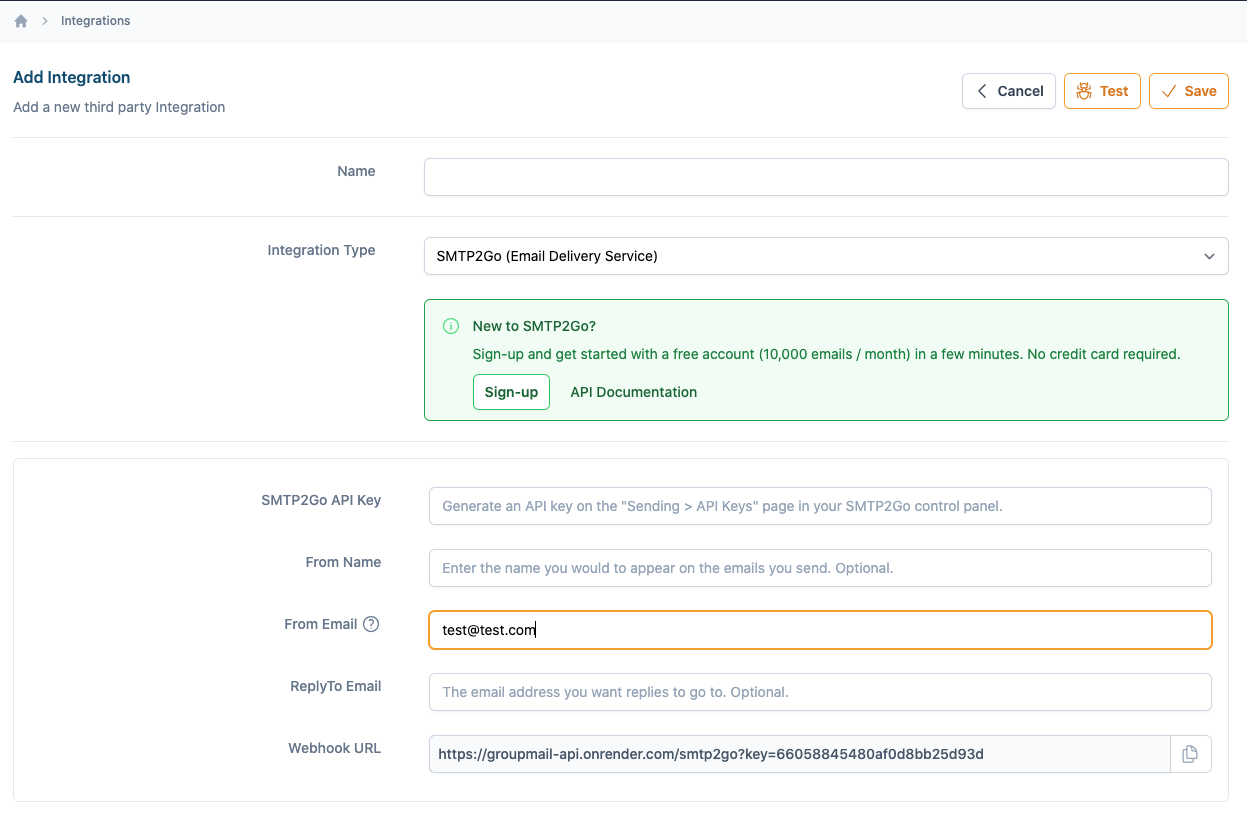 Fig. 5 — From Email field in Groupmail